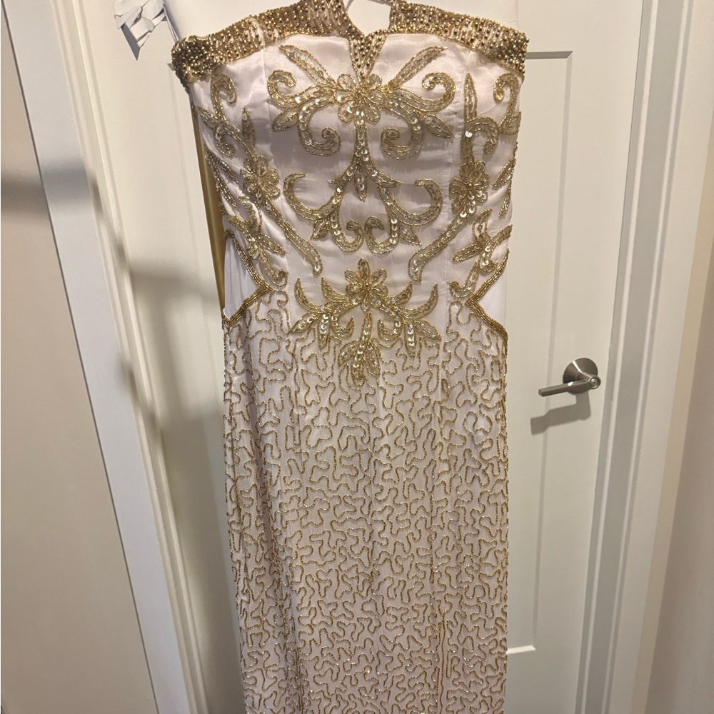 Elegant Gold and White Gown